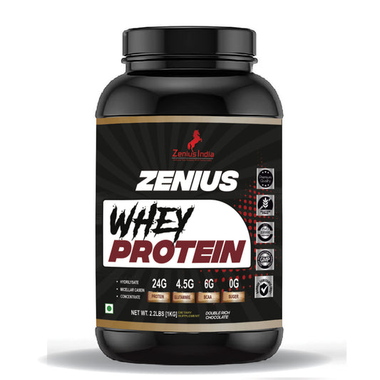 Zenius Whey Protein with Double Rich Chocolate Flavor Achieve Your Muscle-Building - 1Kg