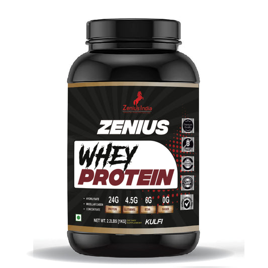 Zenius Whey Protein with Kulfi Flavor for Muscle Support & Muscle Growth - 1Kg