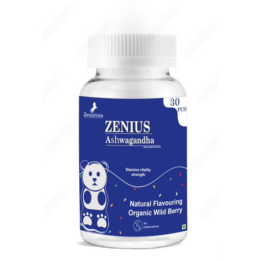 Zenius Ashwagandha Stress Relief & Immunity Booster Gummies (Wild Berry Flavour)