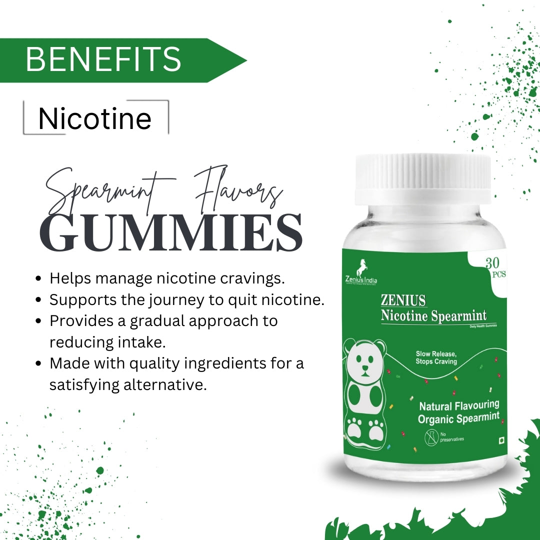 Zenius Spearmint Nicotine Gummies Refreshing Minty Relief - Pack of 30 Gummies - Zenius India