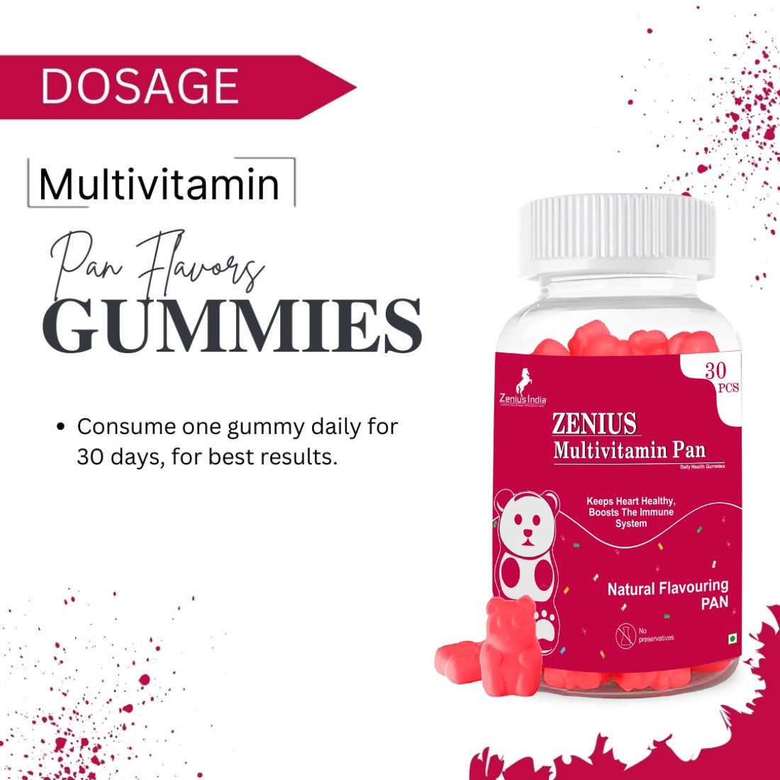 Zenius Pan Multivitamin Gummies for overall health and well-being ( Pan Flavor) - Zenius India