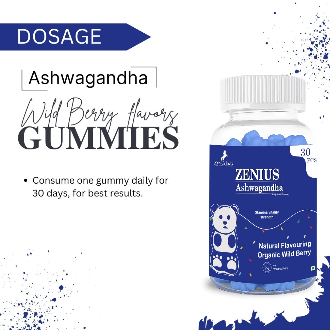 Zenius IndiaAshwagandha & Vitamin D Gummy - 60 Count