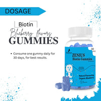 Zenius Biotin Vitamin Beauty Wellness Gummies for Hair, Skin and Nails (Blueberry Flavor) - Zenius India