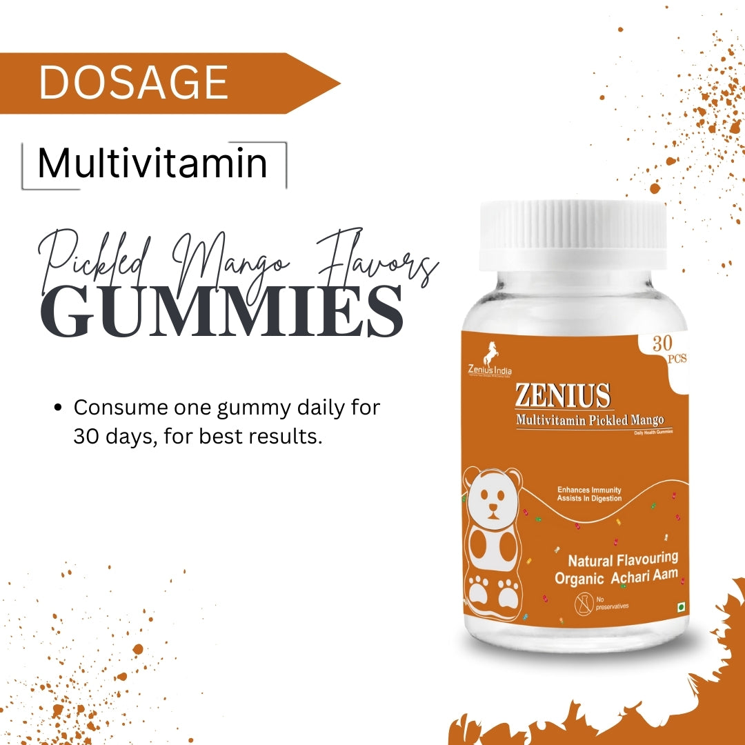 Zenius Pickled Mango Multivitamin Gummies for Delicious Daily Booster (Pickled Mango Flavor) - Zenius India