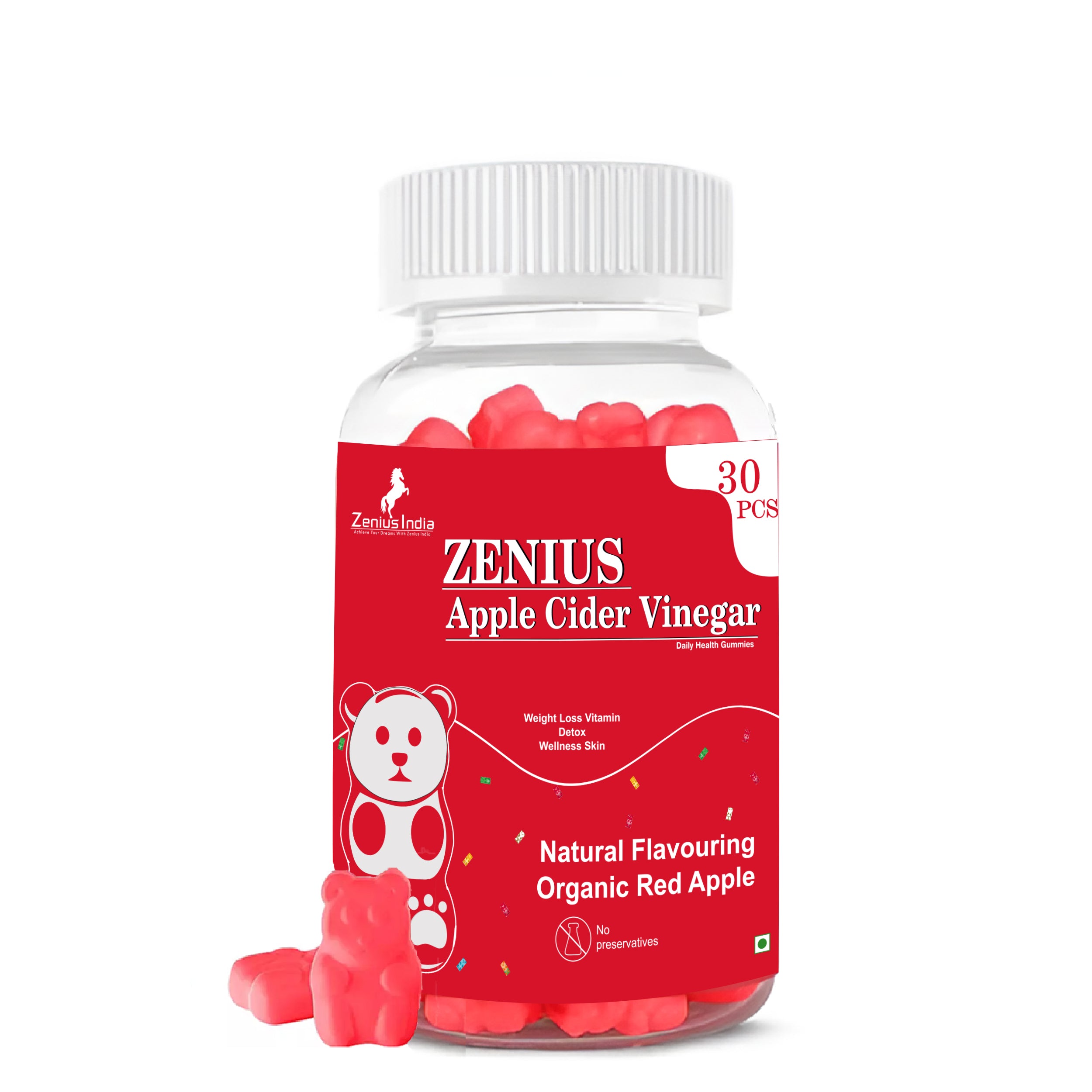 Zenius Apple Cider Vinegar Gummies for Digestive System (Apple Cider Vinegar Flavour) - Zenius India