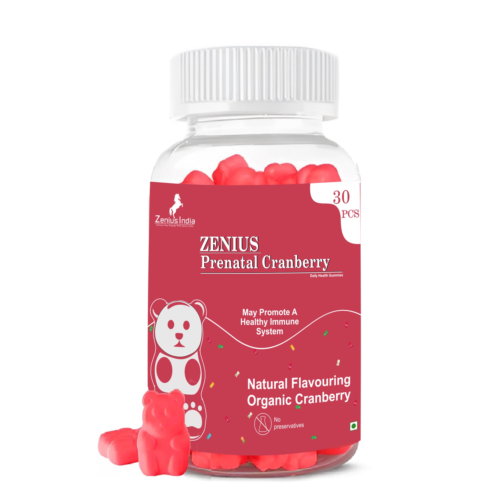 Zenius Prenatal Cranberry Gummies for Support Mother’s Health and Fetal Development, 30 Days Pack - Zenius India