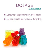 Colorful ayurvedic gummies for skin, eye, and joint health by Zenius India.