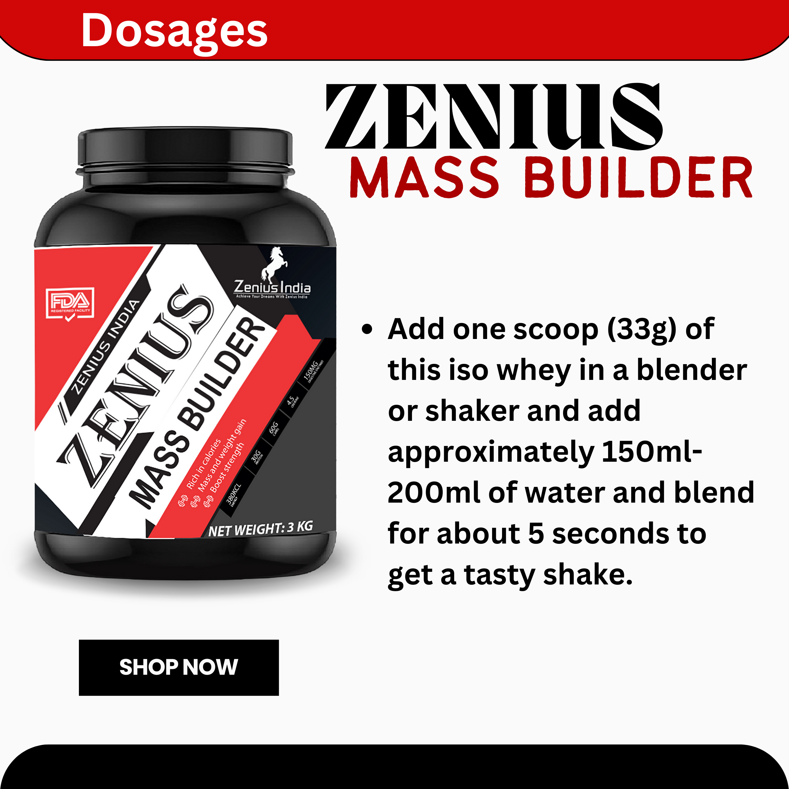 Zenius Super Mass Builder for Fuel Your Gains with Advanced Muscle Growth & Mass gainer - 3Kg - Zenius India