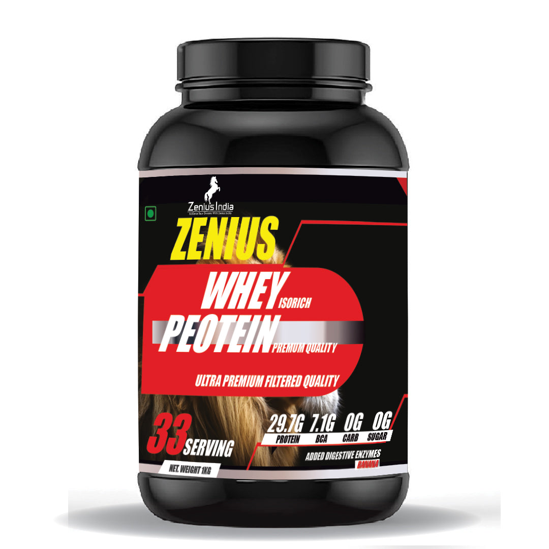 Zenius Whey Protein with banana flavor for Sculpt Your Ideal Physique with Ease - 1Kg - Zenius India