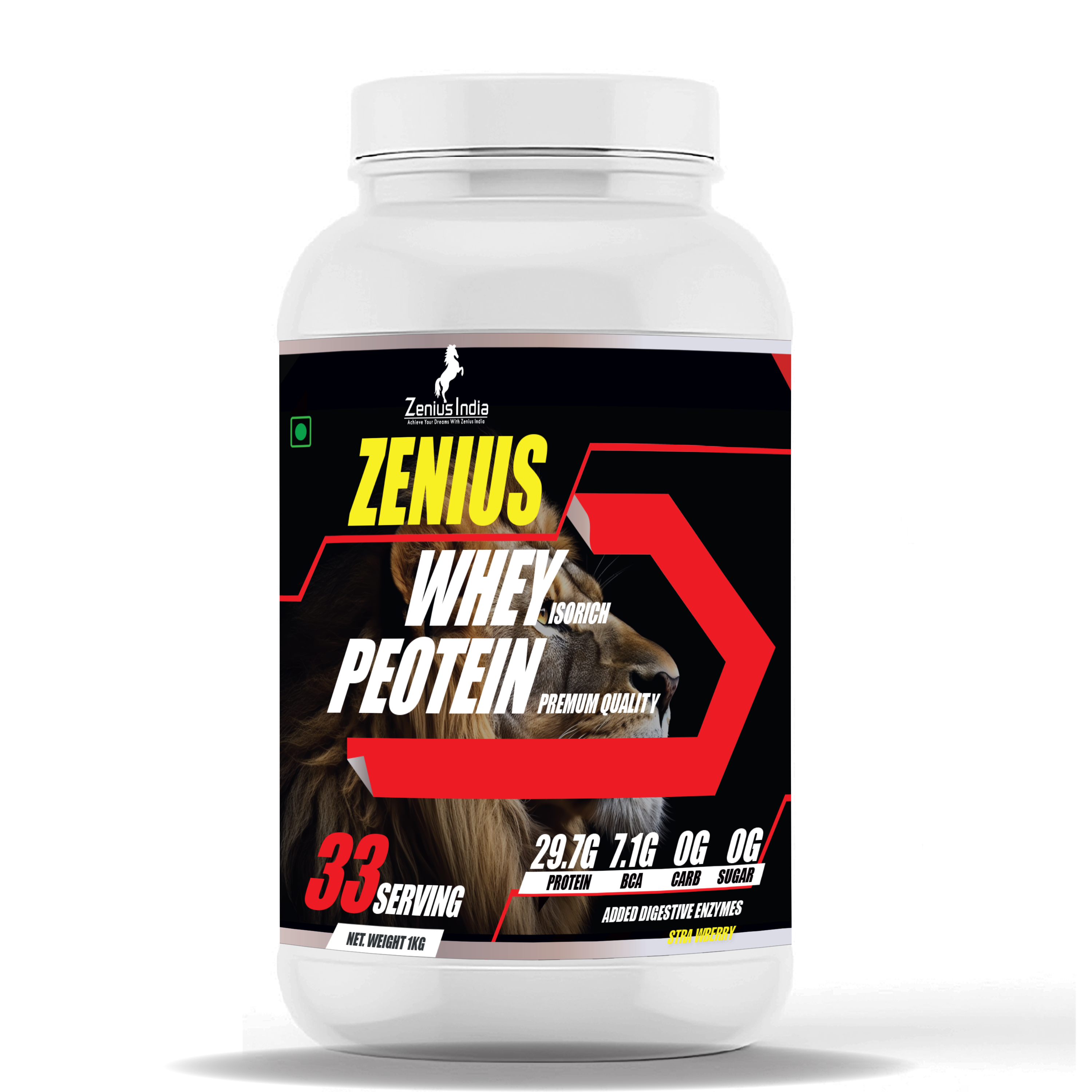 Zenius Whey Protein Strawberry flavor for Muscle Building Potential & Muscle Growth - Zenius India