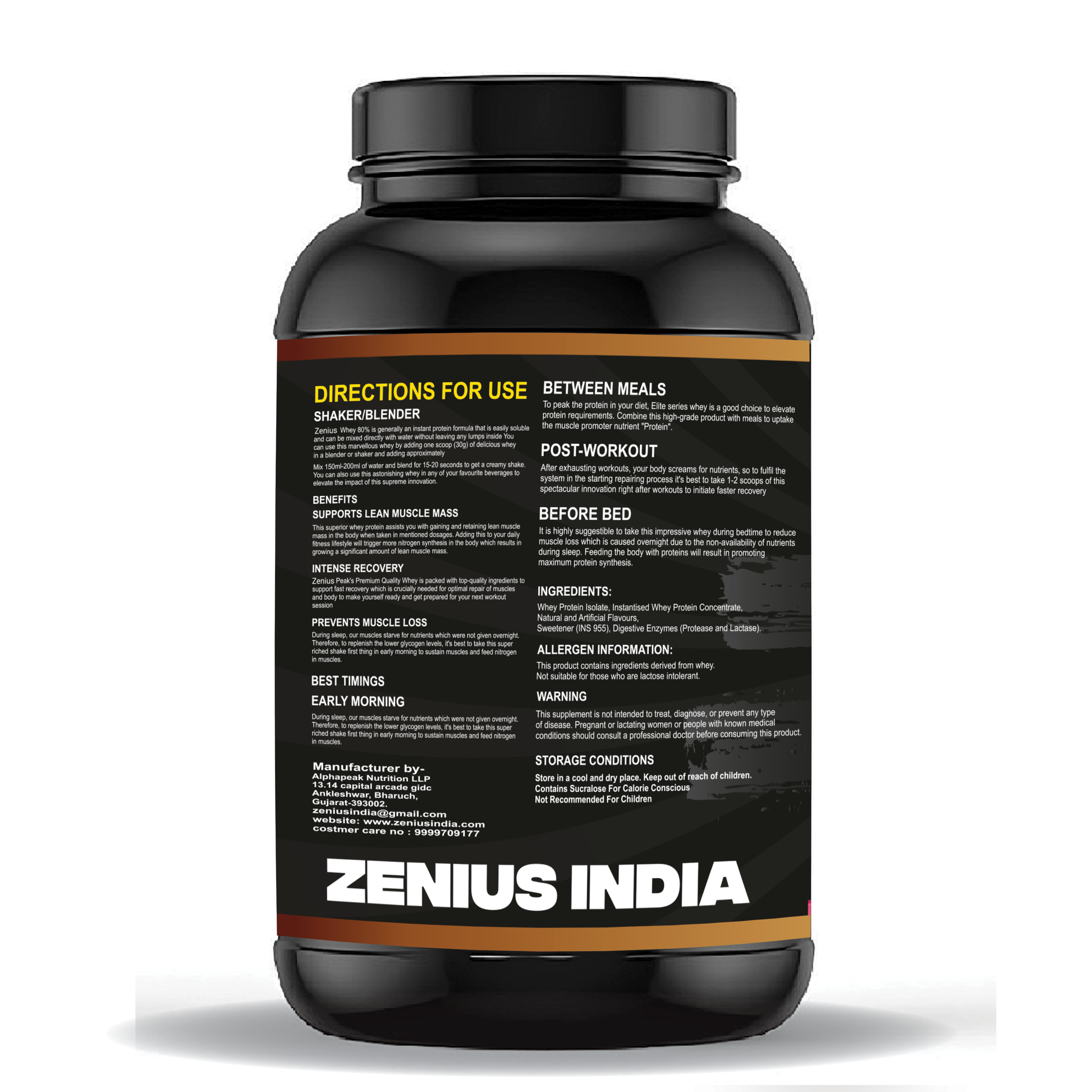 Zenius Whey Protein with Chocolate Ice Cream Flavor for Stronger Muscles - 1Kg - Zenius India