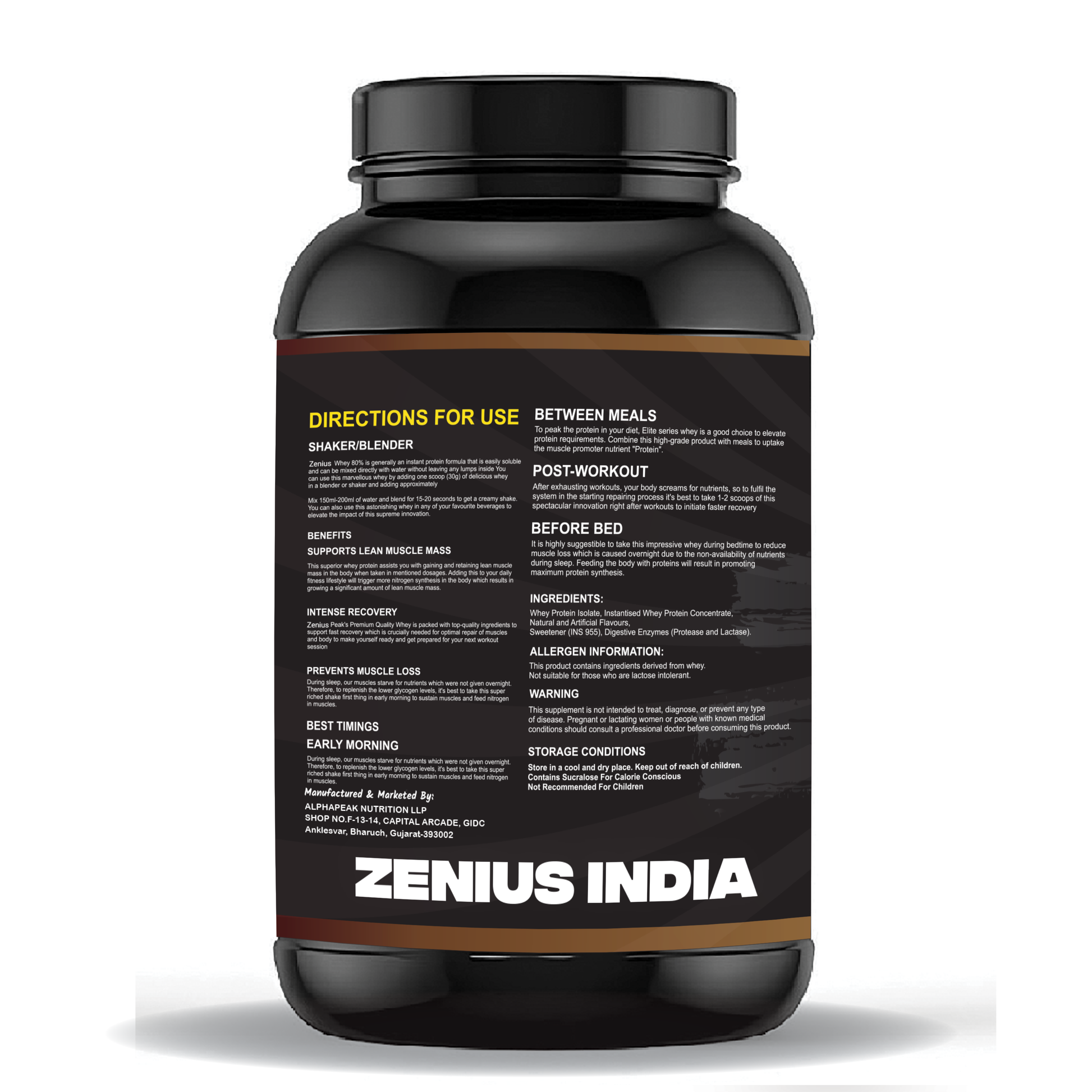 Zenius Whey Protein with Double Rich Chocolate Flavor Achieve Your Muscle-Building - 1Kg - Zenius India