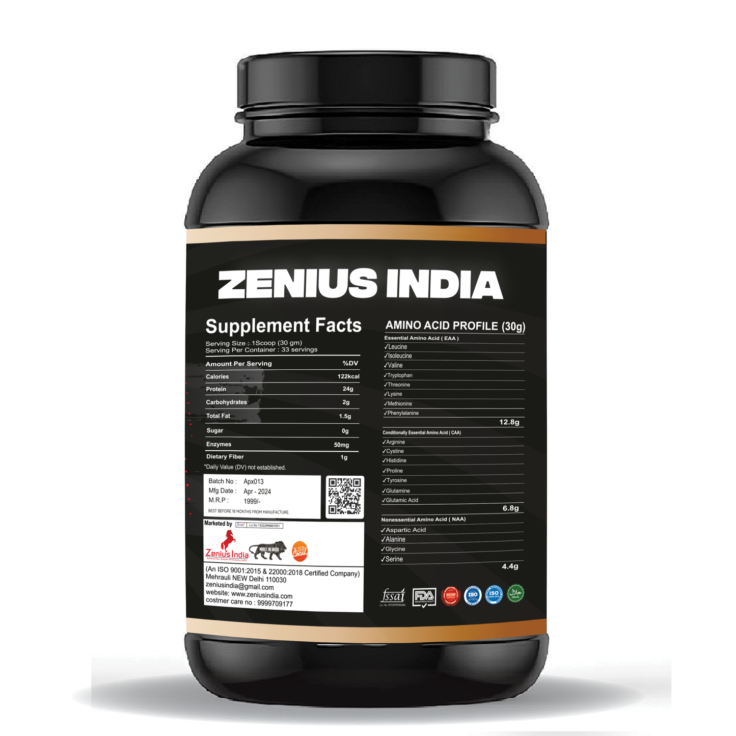 Zenius Whey Protein with Kulfi Flavor for Muscle Support & Muscle Growth - 1Kg - Zenius India