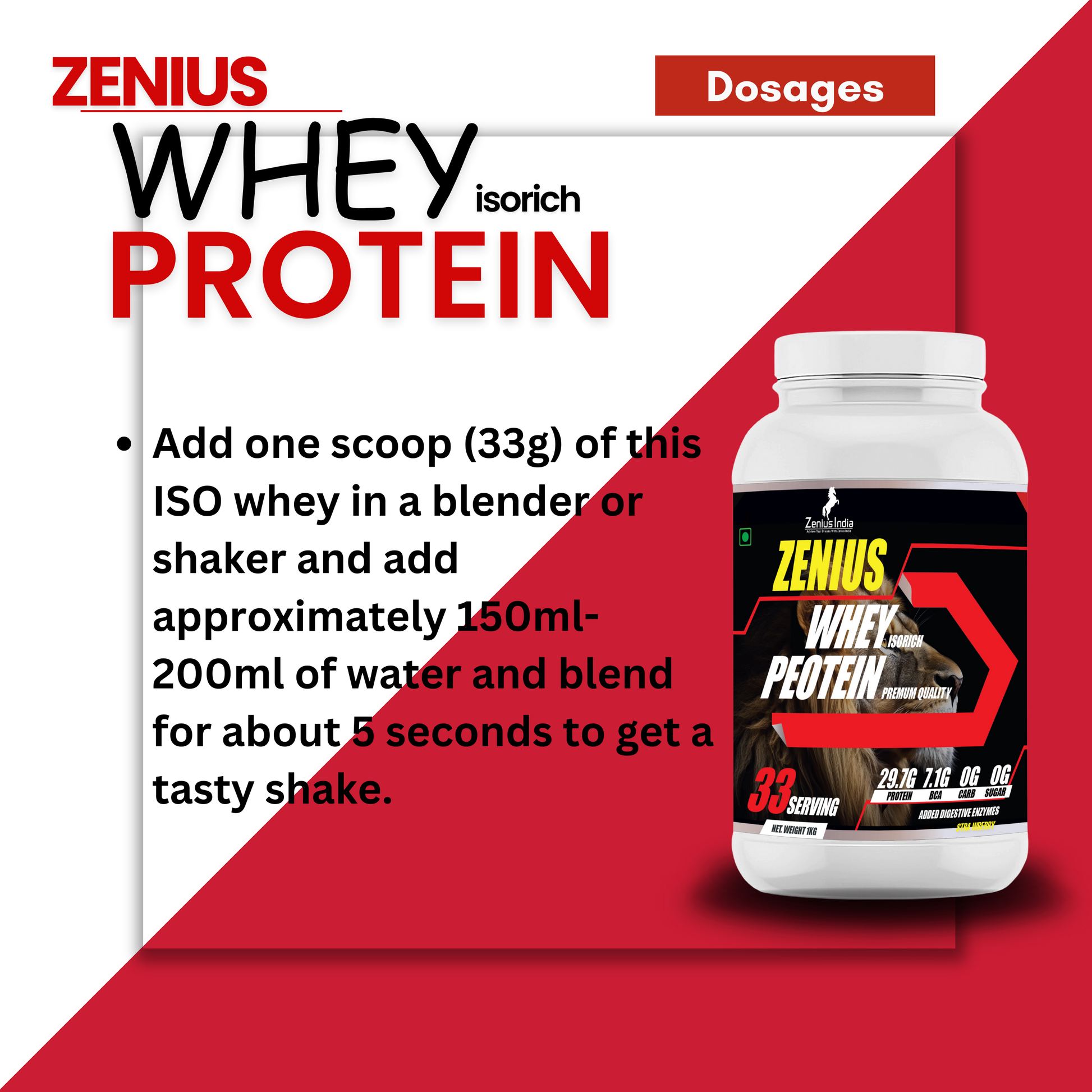 Zenius Whey Protein Strawberry flavor for Muscle Building Potential & Muscle Growth - Zenius India