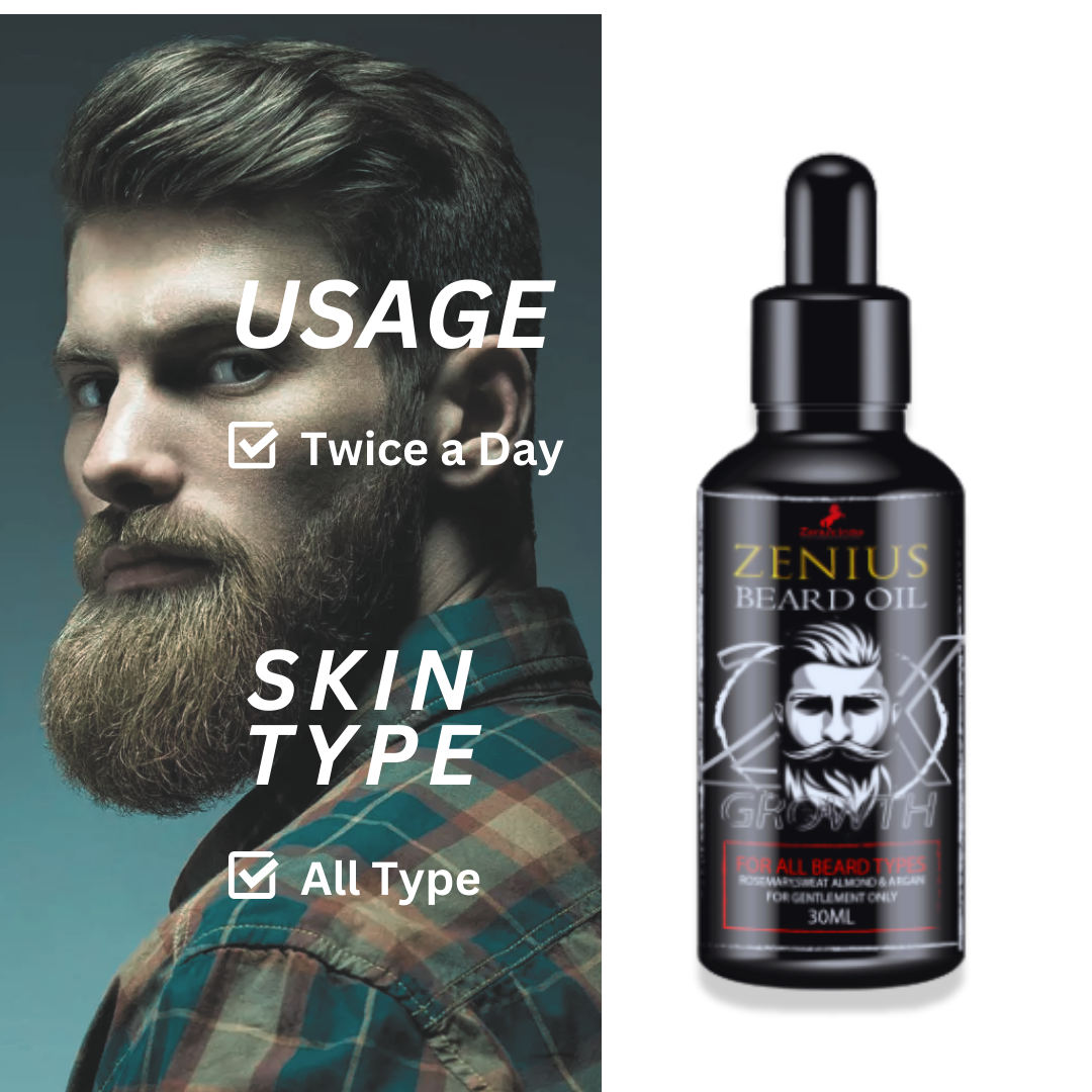 Zenius Beard Growth Oil For Men - 30ml - Zenius India