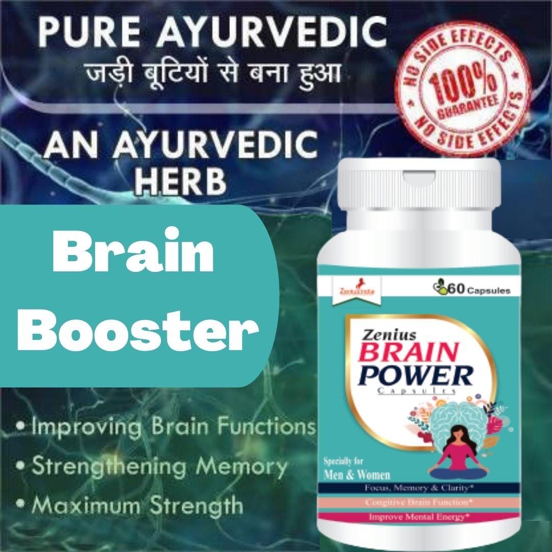 Zenius Brain Power Capsule for Brain Booster & Stress Relief Medicine Zenius Brain Power Capsule is a natural brain booster supplement for people having difficulties in remembering the things and forgets more often than general people General WellnessZenius IndiaBrain Booster & Stress Relief Medicine (60 Capsules)