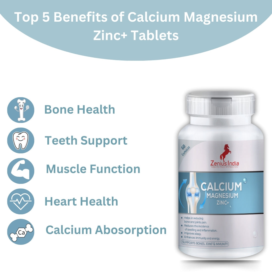 Zenius Calcium Tablets with Magnesium, Zinc, Vitamin D3 for Bones and Joints - Zenius India