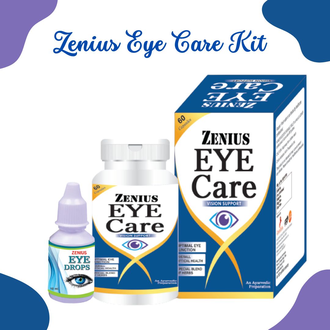 Zenius Eye Care Kit Ayurvedic Eyes Treatment - 60 Capsule + 10ml Drops - Zenius India