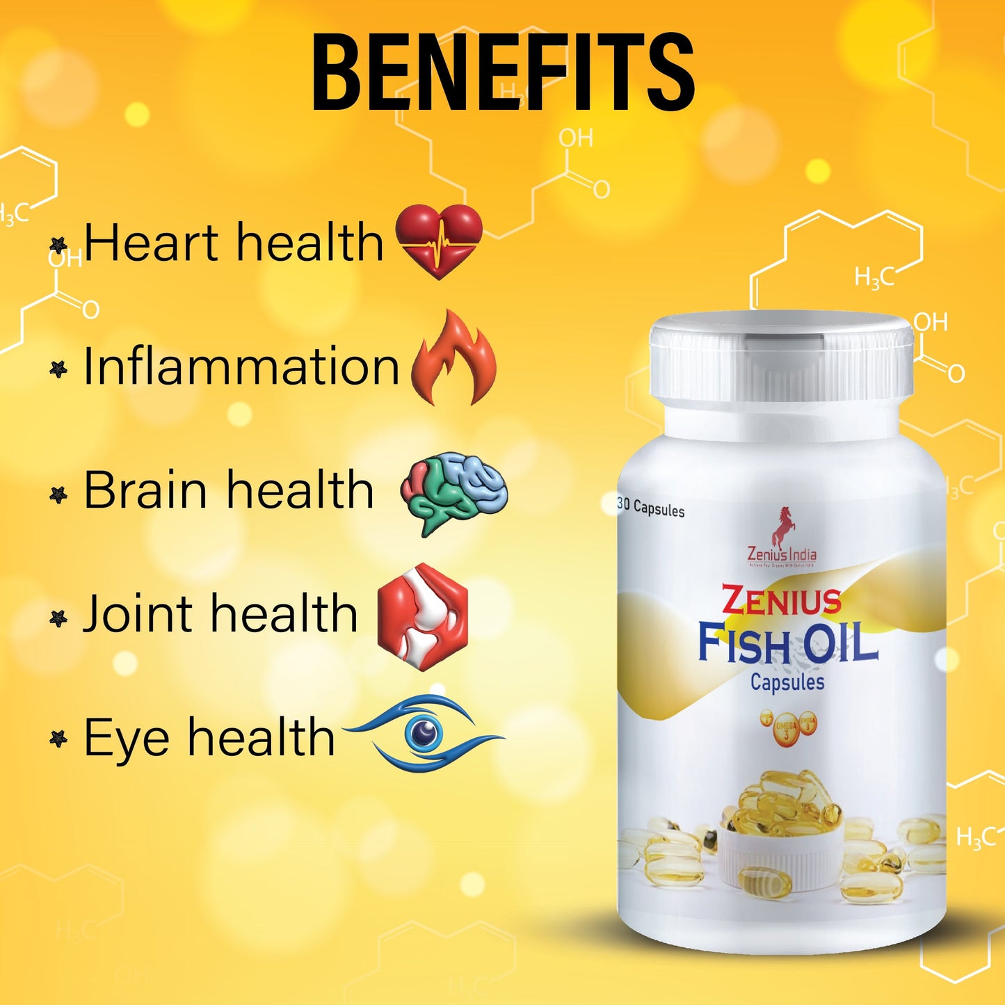 Zenius Fish Oil Capsules - 30 Capsules - Zenius India