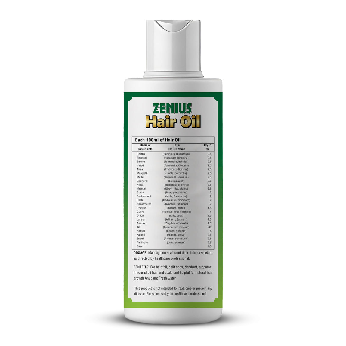 Zenius Hair Oil for hair growth, hair dandruff removal oil - 200ml - Zenius India