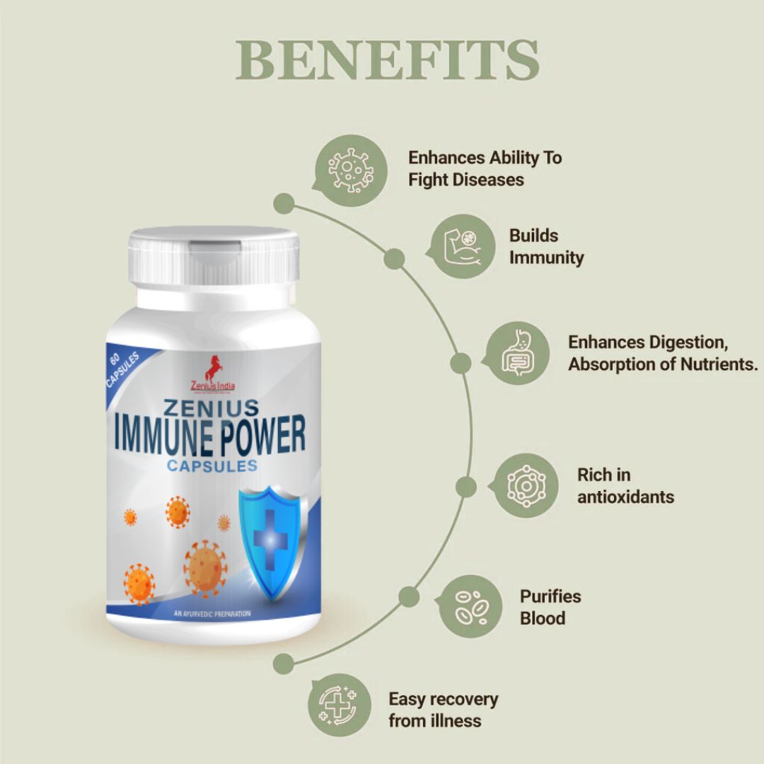 Zenius Immune Power Capsules for Energy & Immunity Booster - 60 Capsules - Zenius India