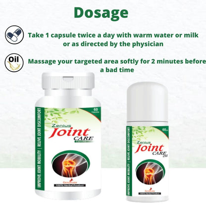 Zenius Joint Care Kit for Proper Solution of Joint Pain Treatment & Joint Support Supplement - 60 Capsules & 60ml Oil Zenius India