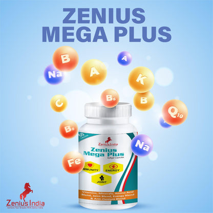 Zenius Mega Plus Capsule for Energy, Immunity Booster Capsule, Joint Pain Relief Medicine - 60 Capsules Zenius India