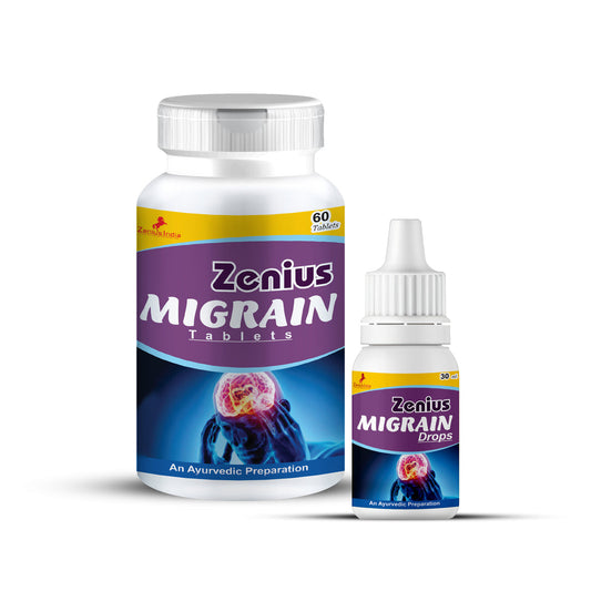 Zenius Migrain Tablets and drops for headache, migraine pain relief - 60 Tablets & 30ml drops Zenius India