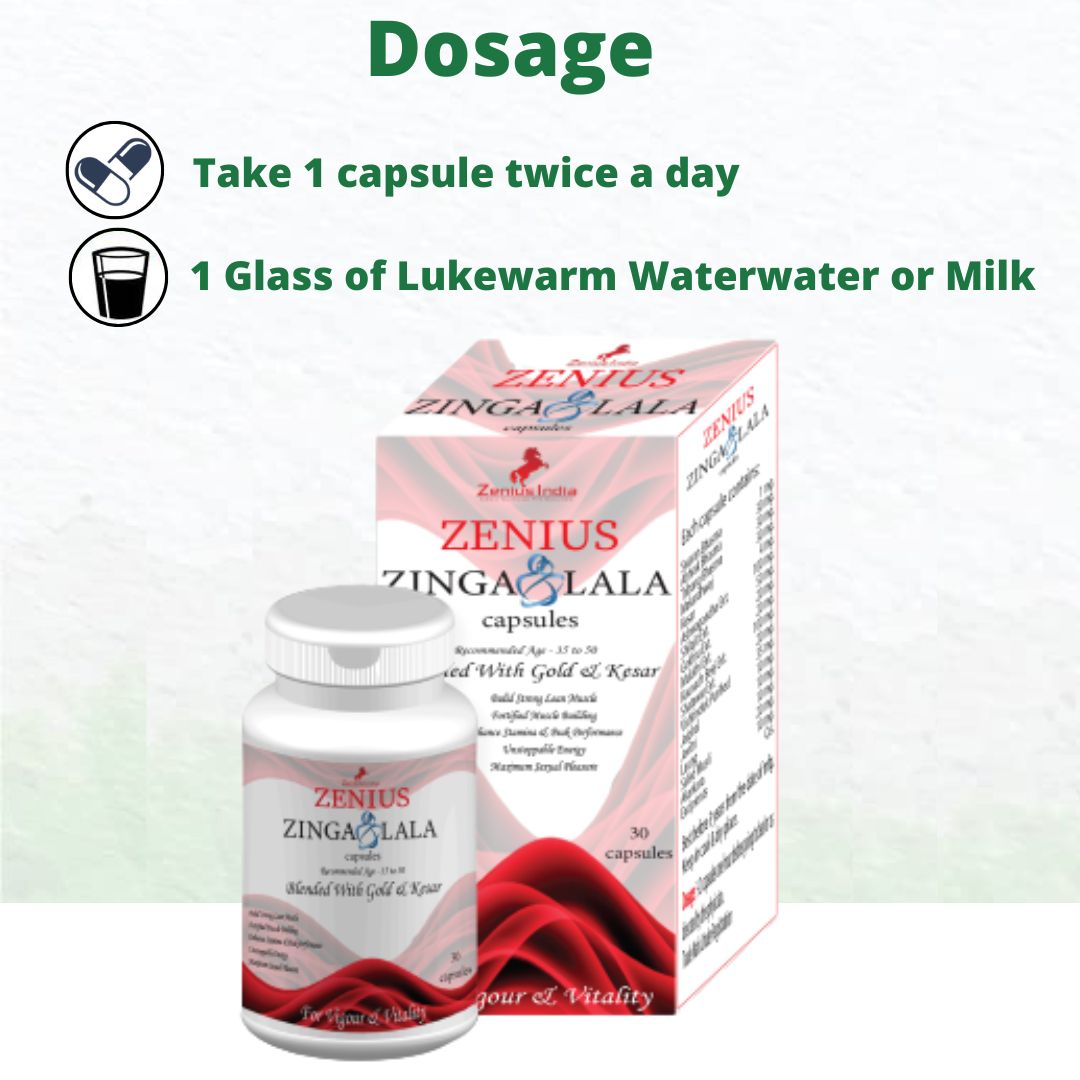 Zenius Zinga Lala Capsule for men with high power formula for Age 35-50yrs-30 Capsules - Zenius India