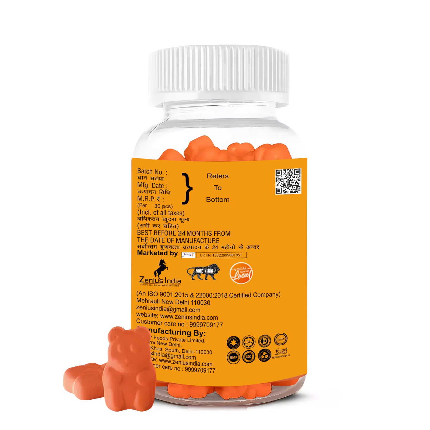 Zenius Orange Caffeine Gummies Energize Natural Energy Kick for Brain, Immunity & Power - Zenius India