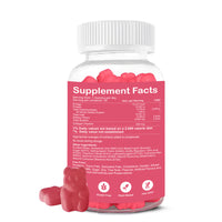 Bottle of Zenius Refreshing Watermelon Collagen Peptide Gummies with supplement facts label visible, showing the product's health benefits and natural ingredients.