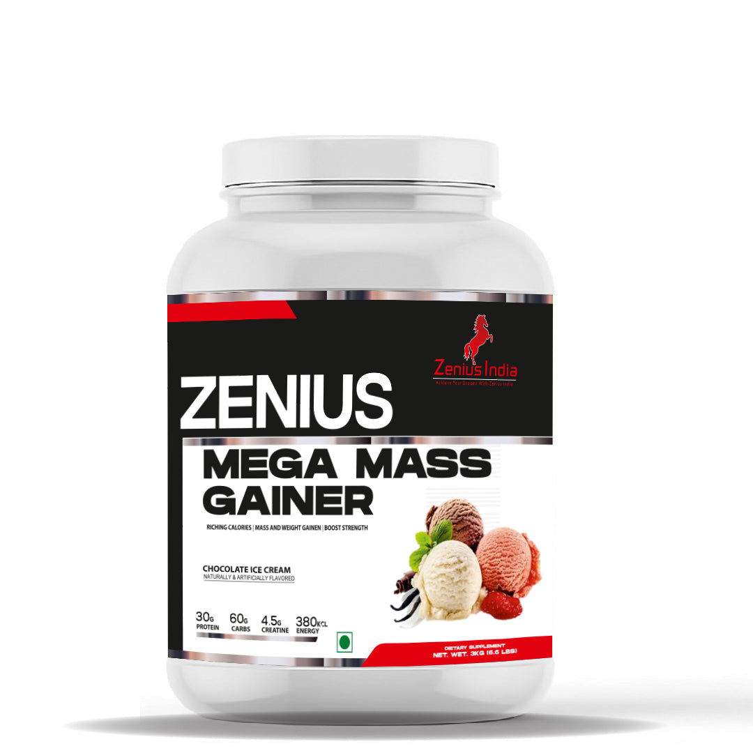 Zenius Mega Mass Gainer: Sculpt Your Muscles with Premium Nutrition ( Chocolate Ice Cream Flavor) - 3Kg - Zenius India