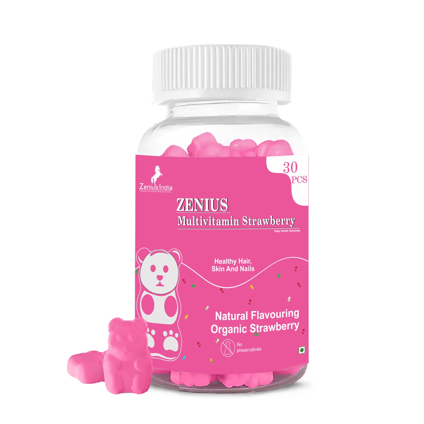 Zenius Multivitamin Gummies Daily Wellness for Growing Overall Health (Strawberry Flavour) - 30 Pcs. - Zenius India