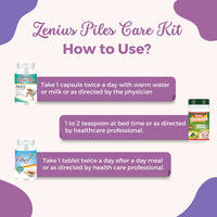 Zenius Piles Care Kit Beneficial for Treats All Types of Piles & Hemorrhoids - 100gm powder + 60 Capsule & Tablets - Zenius India