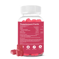 Zenius Rose Flavored Rosemary Gummies: Floral wellness gummies for sleep and cognitive health support, presented in a bottle with nutritional information.