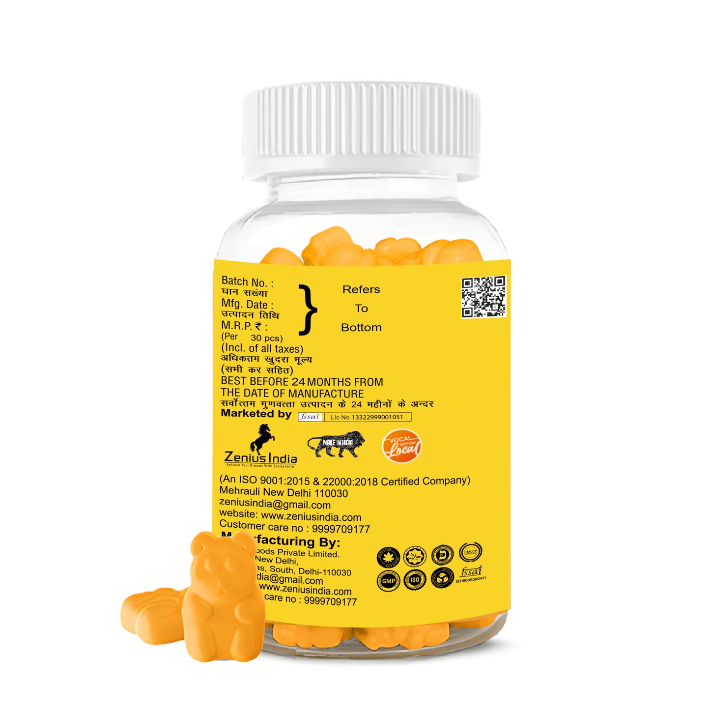 Zenius Vitamin C Gummies Boost Your Immunity Naturally & Growing Skin (Lemon Flavour) - Zenius India