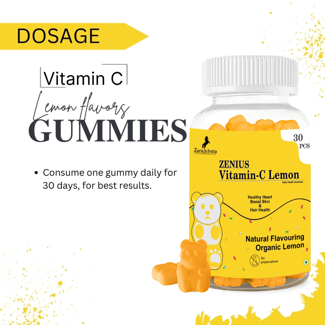 Zenius Vitamin C Gummies Boost Your Immunity Naturally & Growing Skin (Lemon Flavour) - Zenius India