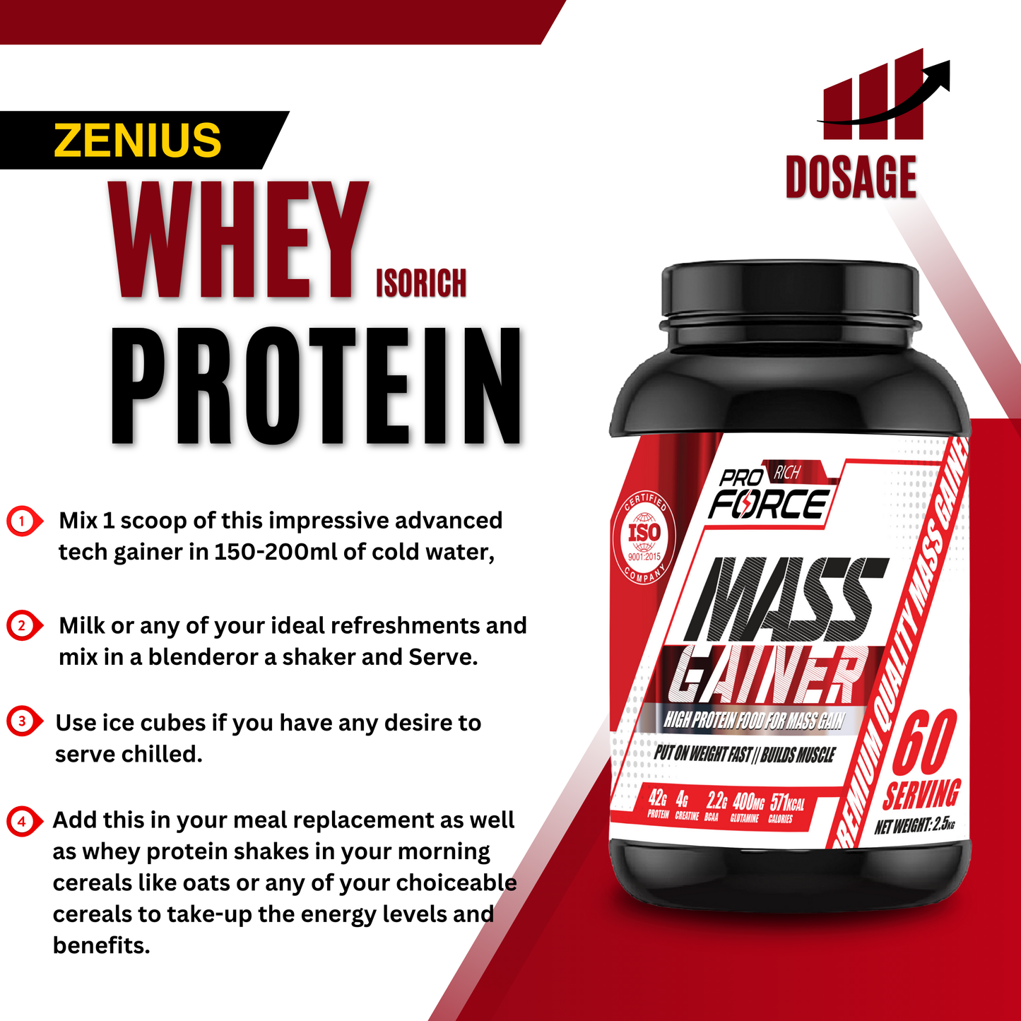 Zenius Mass Gainer Unlocking Maximum Muscle Growth Potential for Your Fitness Journey - 2.5kg - Zenius India