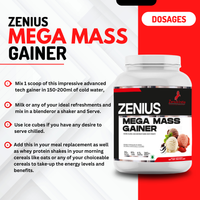 Zenius Mega Mass Gainer for Bulk Up Effectively, Muscle-Building Powerhouse (Double Chocolate Ice Cream Flavor - 3Kg - Zenius India