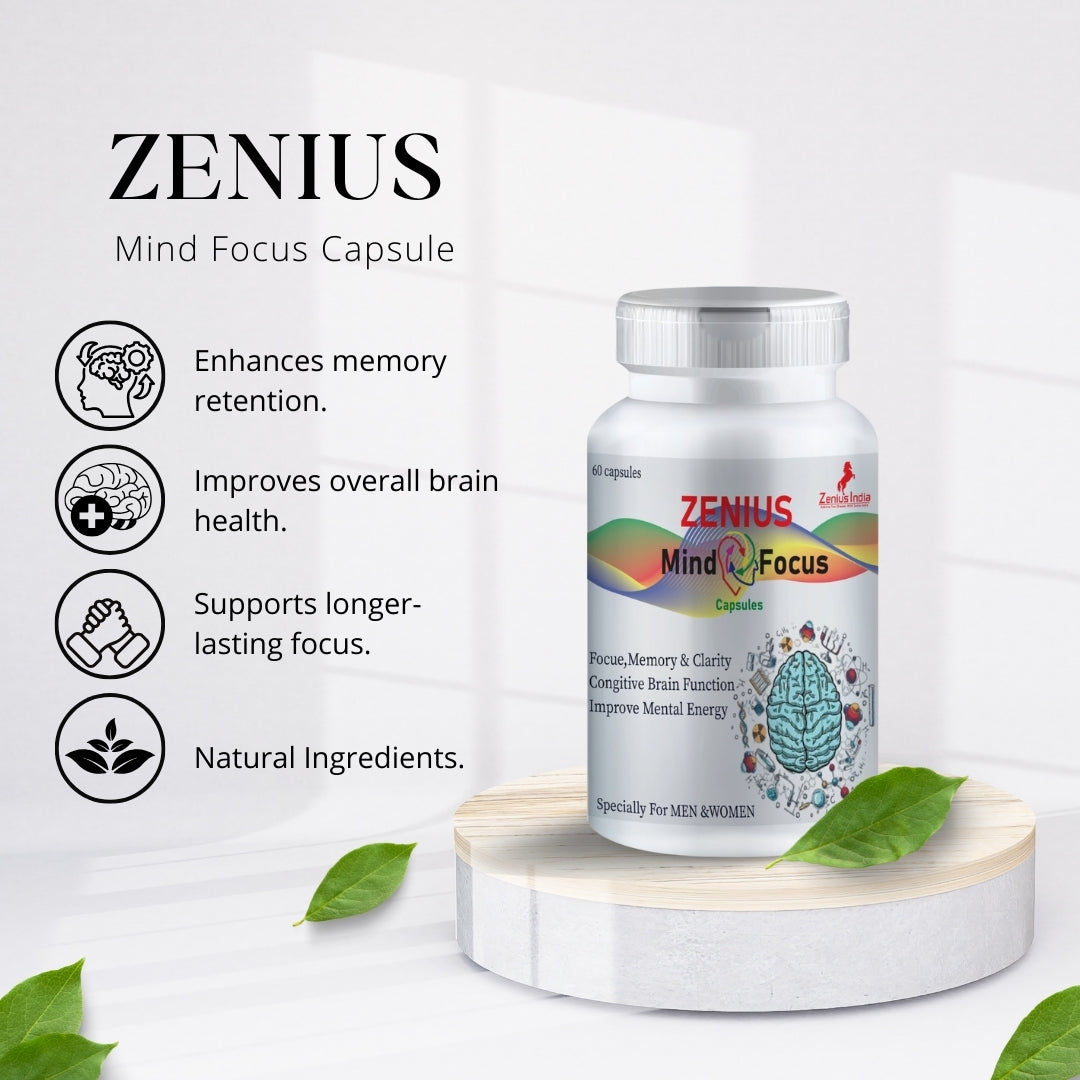 Zenius Mind Focus Capsule for Brain booster and stress relief medicine for Men & Women - Zenius India