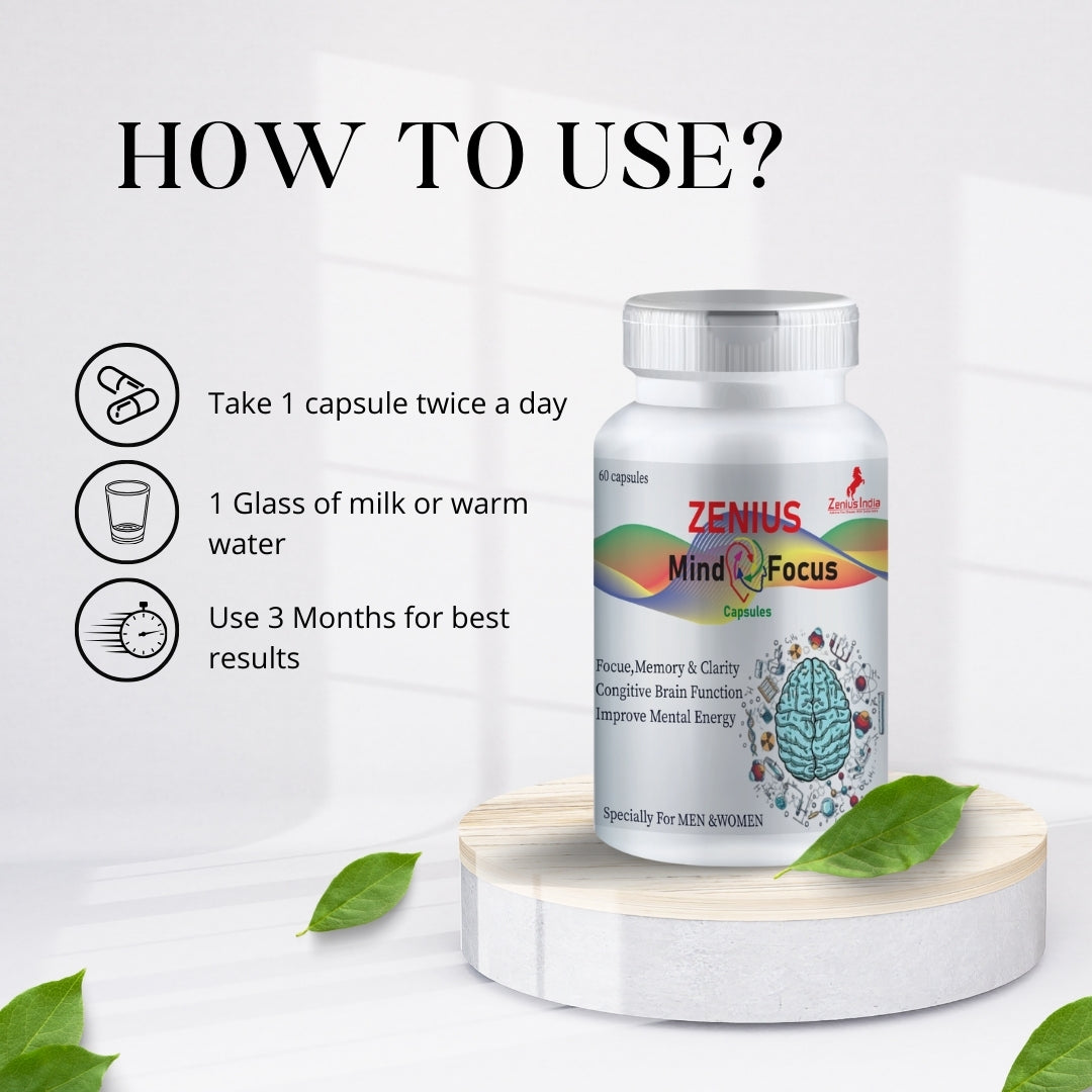 Zenius Mind Focus Capsule for Brain booster and stress relief medicine for Men & Women - Zenius India