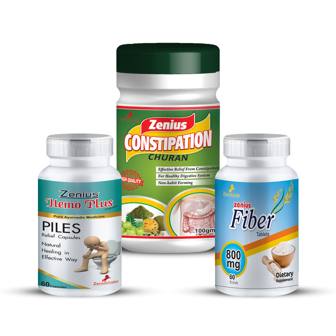 Zenius Piles Care Kit Beneficial for Treats All Types of Piles & Hemorrhoids - 100gm powder + 60 Capsule & Tablets - Zenius India