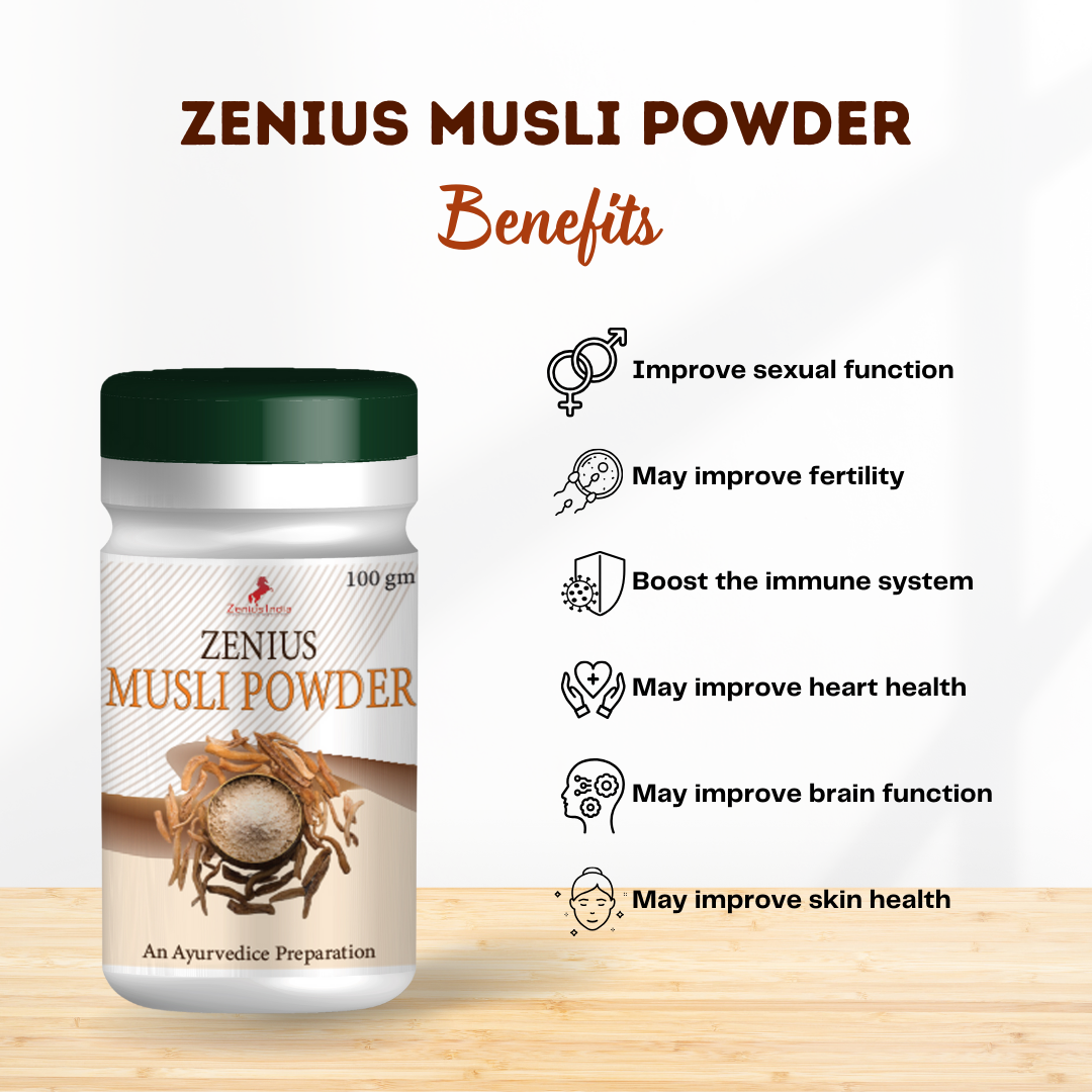 Zenius Musli Powder for Vitality and Vigour Power, Stamina Booster - 100g - Zenius India