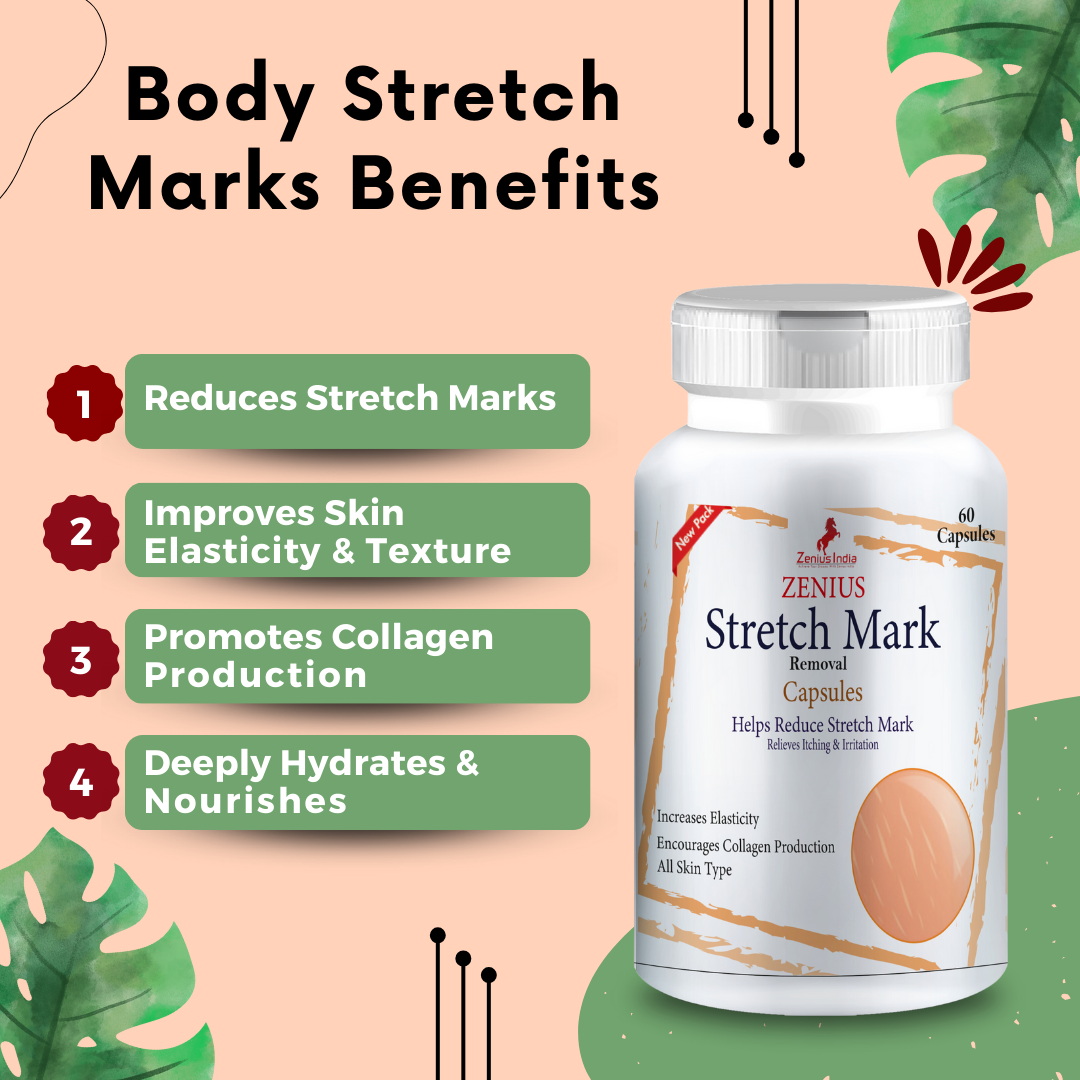 Zenius Stretch mark capsule for Body Stretch Marks Removal Medicine-60 Capsules - Zenius India