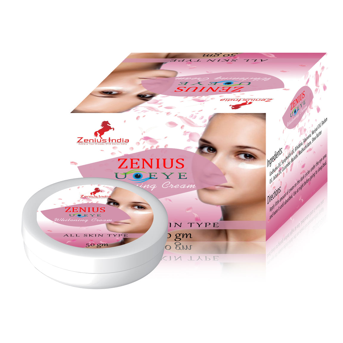 Zenius U-Eye Cream For Dark Circles, Wrinkles, Puffy Eyes-50G Cream - Zenius India