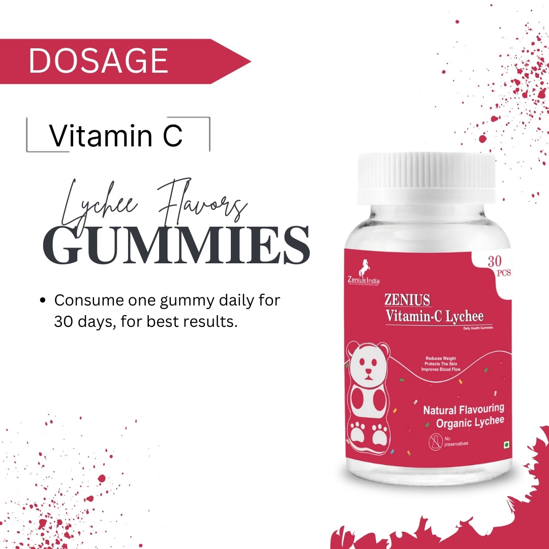 Zenius Vitamin C Gummies for Skin Care & Immunity Booster (Lychee Flavor) - Zenius India