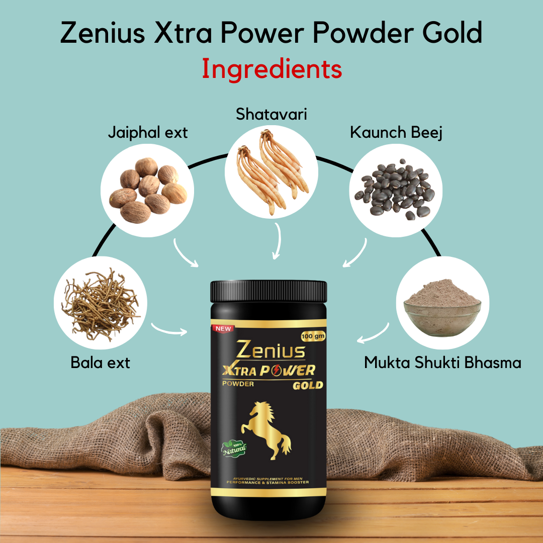 Zenius Xtra Power Gold Powder for Men Sensual Health Supplements-100G Powder - Zenius India