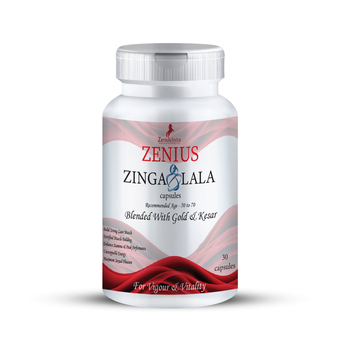 Zenius Zinga Lala Capsule for men with high power formula for Age 50-70yrs-30 Capsules - Zenius India