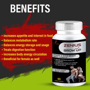 Zenius Grow Up Capsule for Weight Gain Medicine | Weight Gainer | Health Supplements (60 Capsules) - Image 3