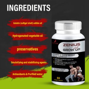 Zenius Grow Up Capsule for Weight Gain Medicine | Weight Gainer | Health Supplements (60 Capsules) - Image 6